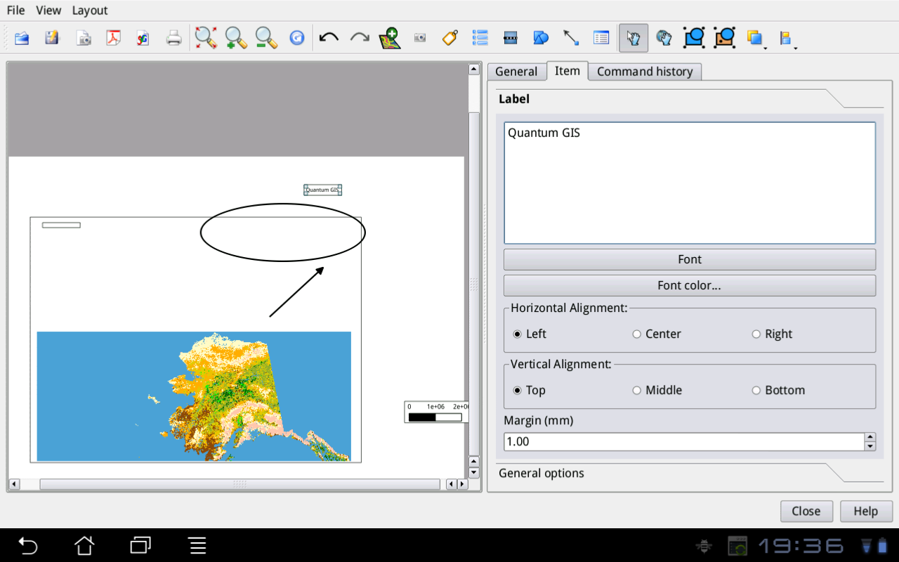 First data is shown on the print composer