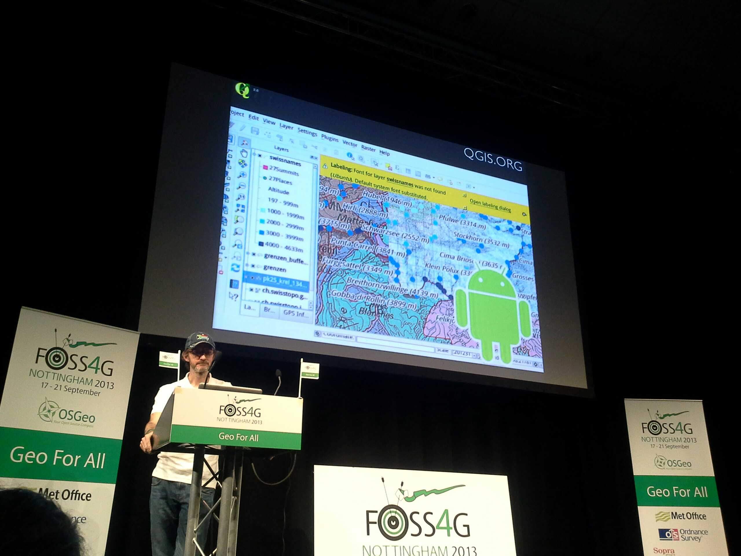 Tim Sutton announcing QGIS 2.0 for Android