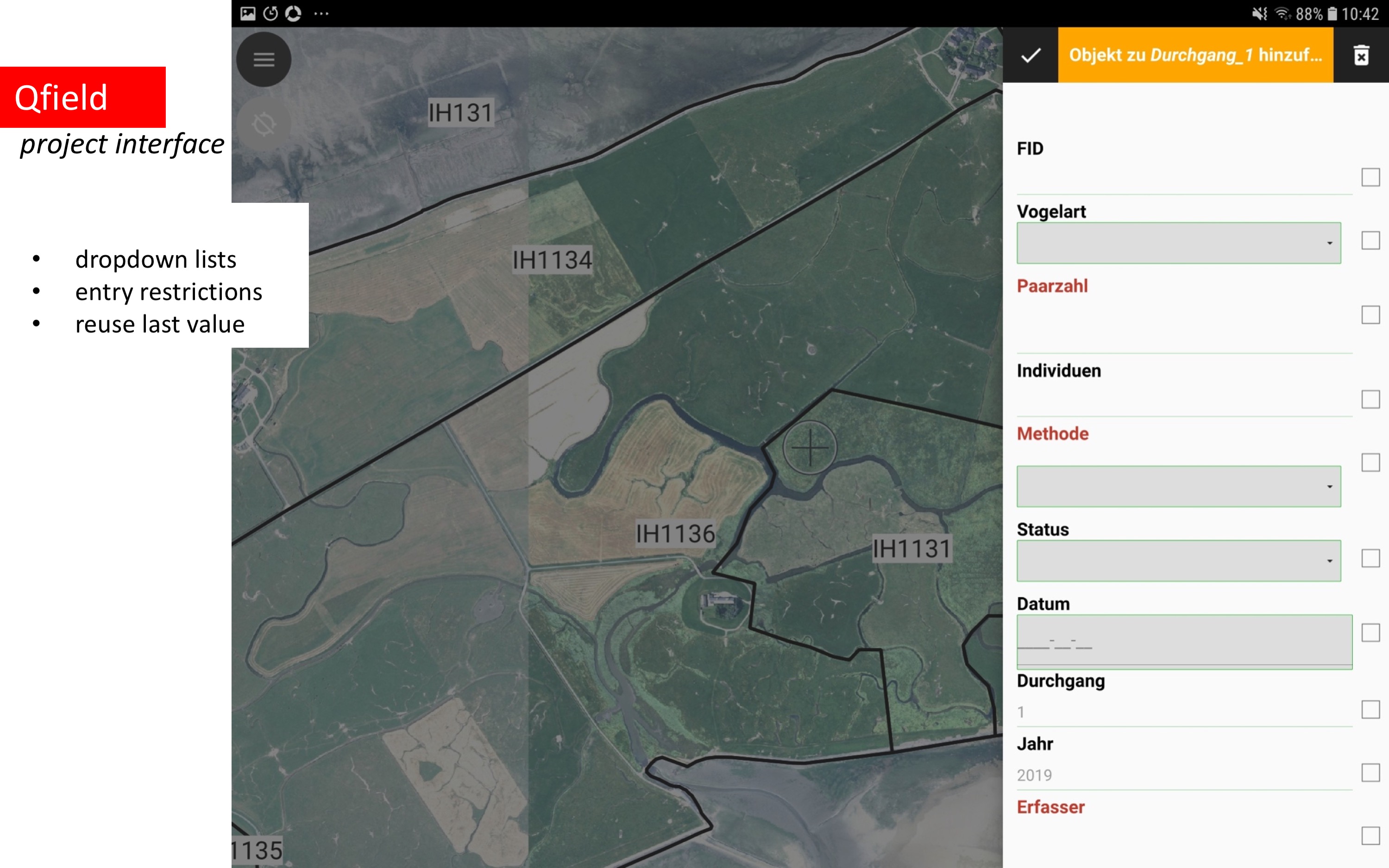 sketch of the QField interface